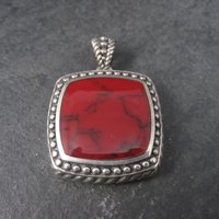 Vintage Sterling Red Resin Pendant