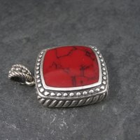 Vintage Sterling Red Resin Pendant