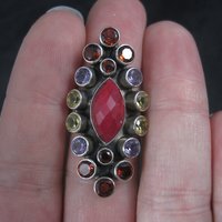 Vintage Sterling Garnet Amethyst Citrine Ruby Ring Size 6 Nicky Butler