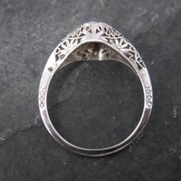 Vintage Art Deco 18K Filigree Fire Opal Ring Size 7