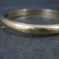 Vintage Vermeil Sterling Etched Bangle Bracelet 7.25 Inches