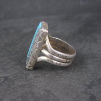 Large Vintage Southwestern Sterling Turquoise Ring Size 11