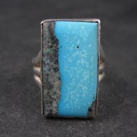 Large Vintage Southwestern Sterling Turquoise Ring Size 11