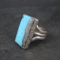 Large Vintage Southwestern Sterling Turquoise Ring Size 11