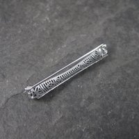 Small Antique 10K White Gold Filigree Bar Pin