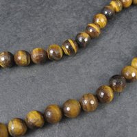 Vintage Faceted Graduated Tiger Eye Bead Necklace 18.5 Inches