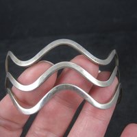 Vintage Sterling Wave Cuff Bracelet 7 Inches