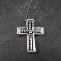 Sterling Silver Cross Pendant with Purple Crystal Stones