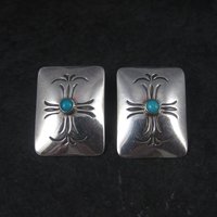 Vintage Southwestern Sterling Stamped Turquoise Earrings