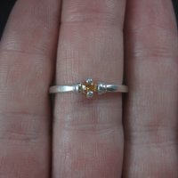 Dainty Vintage Sterling Orange Sapphire Ring Size 6.5