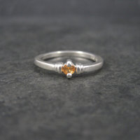 Dainty Vintage Sterling Orange Sapphire Ring Size 6.5