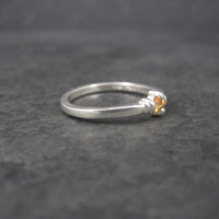 Dainty Vintage Sterling Orange Sapphire Ring Size 6.5