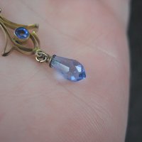 Antique 10K Blue Glass Lavalier Pendant