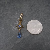 Antique 10K Blue Glass Lavalier Pendant