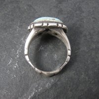 Antique Turquoise Ring Size 9.75 Vintage Sterling Silver