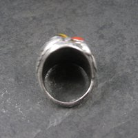 Heavy Vintage Navajo Coral Turquoise Tigers Eye Ring Size 9 Frances Jones