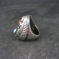 Heavy Vintage Navajo Coral Turquoise Tigers Eye Ring Size 9 Frances Jones