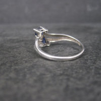 Vintage 90s 10K White Gold Sapphire Diamond Ring Size 9.75