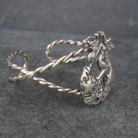 Vintage Sterling Nude Fairy Goddess Cuff Bracelet 6.25 Inches