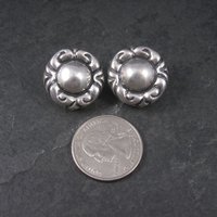 Estate Designer Sterling Clip On Earrings