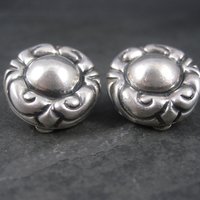 Estate Designer Sterling Clip On Earrings