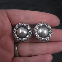 Estate Designer Sterling Clip On Earrings