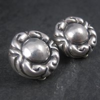 Estate Designer Sterling Clip On Earrings