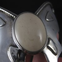 Large Estate Southwestern Sterling Agate Butterfly Cuff Bracelet 6 Inches