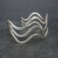 Vintage Sterling Wave Cuff Bracelet 7 Inches