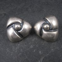 Mexican Sterling Modernist Clip On Earrings