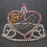 Large 4 Inch Vintage Beauty Queen Pageant Rhinestone Crown Tiara