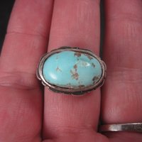 Antique Turquoise Ring Size 9.75 Vintage Sterling Silver