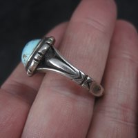 Antique Turquoise Ring Size 9.75 Vintage Sterling Silver