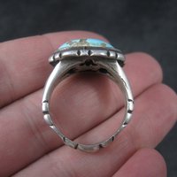 Antique Turquoise Ring Size 9.75 Vintage Sterling Silver