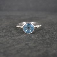 Simple Sterling Topaz Solitaire Ring Size 9 Clyde Duneier