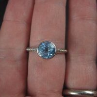 Simple Sterling Topaz Solitaire Ring Size 9 Clyde Duneier