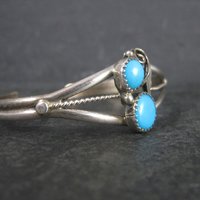 Dainty Vintage Southwestern Sterling Turquoise Cuff Bracelet 6 Inches