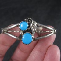 Dainty Vintage Southwestern Sterling Turquoise Cuff Bracelet 6 Inches