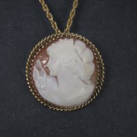 Vintage Carved Shell Cameo Brooch Pendant 12K Gold Filled Winard