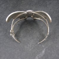 Large Estate Southwestern Sterling Agate Butterfly Cuff Bracelet 6 Inches