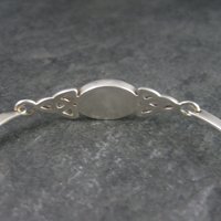 Vintage Celtic Triquetra Mother of Pearl Sterling Bangle Bracelet 7 Inches