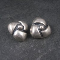 Mexican Sterling Modernist Clip On Earrings