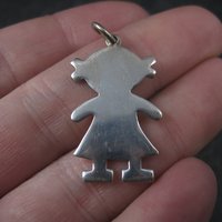 Vintage Sterling Little Girl Child Pendant Mother Grandmother Gift