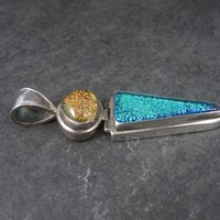 Large Vintage Sterling Dichroic Glass Pendant