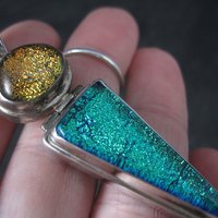 Large Vintage Sterling Dichroic Glass Pendant