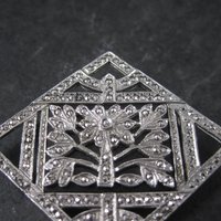 Vintage Sterling Marcasite Flower Brooch