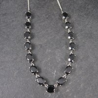 Vintage Sterling Black Onyx Necklace 18 Inches