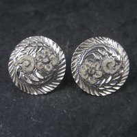 Vintage Langers Black Hills Sterling Silver Circle Flower Earrings