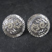 Vintage Langers Black Hills Sterling Silver Circle Flower Earrings