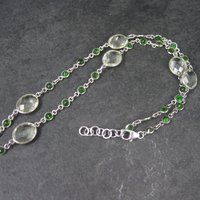 Vintage Sterling Green Amethyst Chrome Diopside Necklace 17.5 to 18.5 Inches